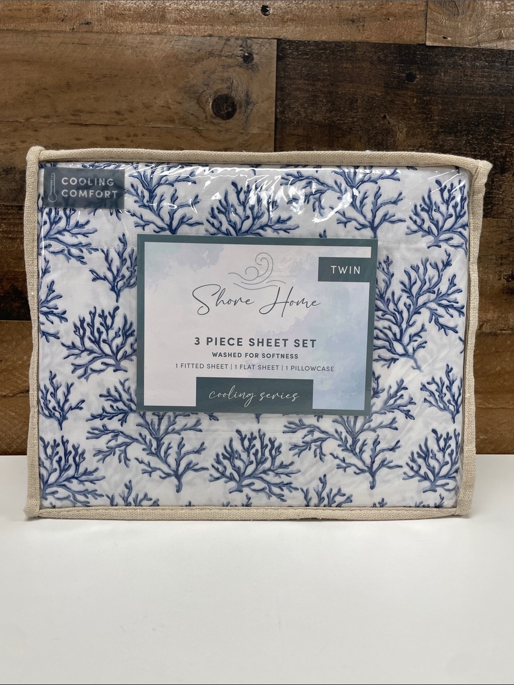 Twin 3-Piece Sheet Set in Blue Coral Print